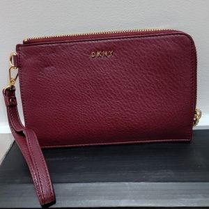 DKNY Burgundy Wristlet